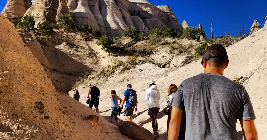 Group Hiking to the Slot Canyon near Santa Fe, New Mexico. 