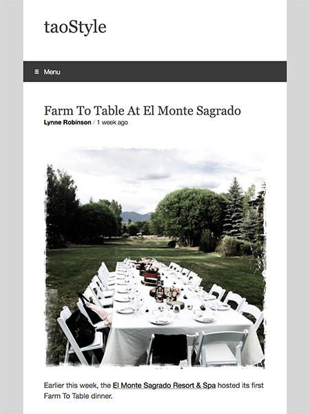 Farm To Table At El Monte Sagrado | taoStyle.net June 2018