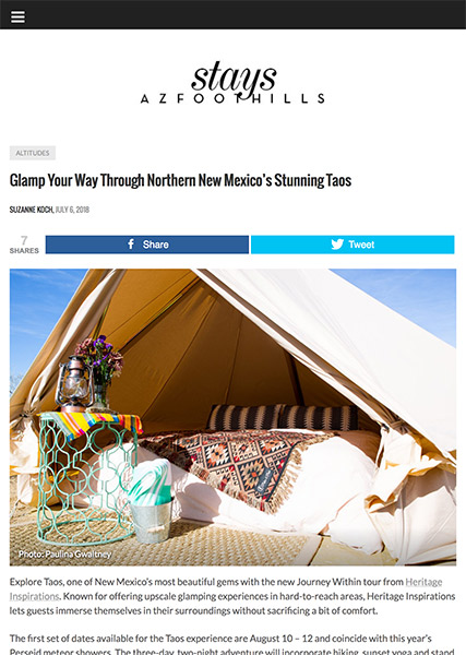 Glamp Your Way Through Northern New Mexico's Stunning Taos | arizonafoothillsmagazine.com July 2018