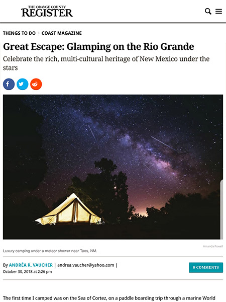 Great Escape: Glamping on the Rio Grande | ocregister.com October 2018