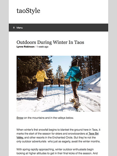 Outdoors During Winter In Taos | taoStyle.net February 2019