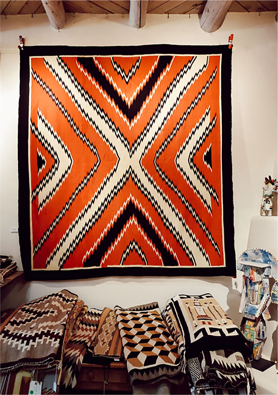 Textiles in a gallery in Taos, New Mexico. 