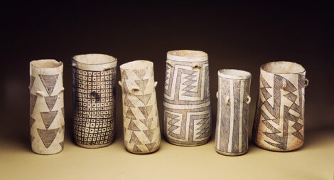 Black and white decorated Pueblo pottery.